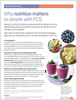 Informational fact sheet title page with text: Why nutrition matters to people with FCS