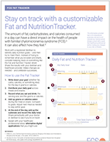 Informational fact sheet title page with text: Stay on track with a customizable fat and nutrition tracker